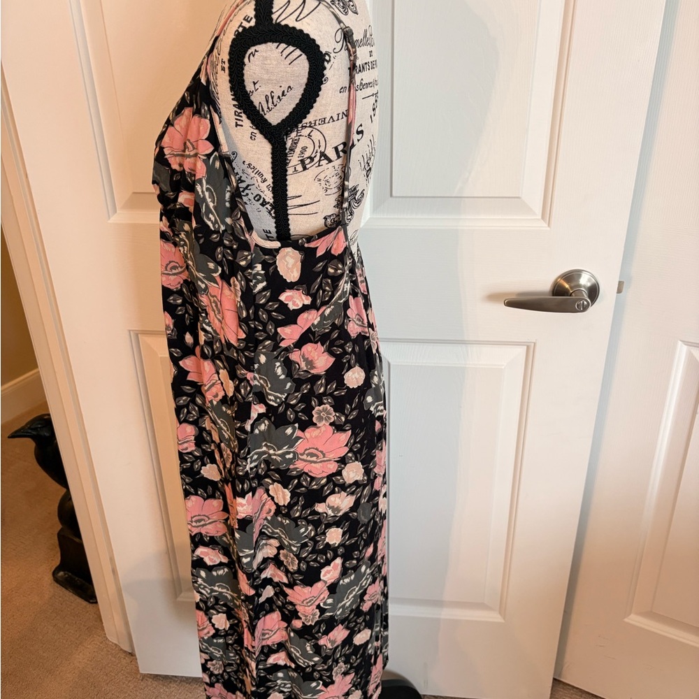 Spell Black Maxi Dress with Pink Floral Print XL. EC - Picture 5 of 10